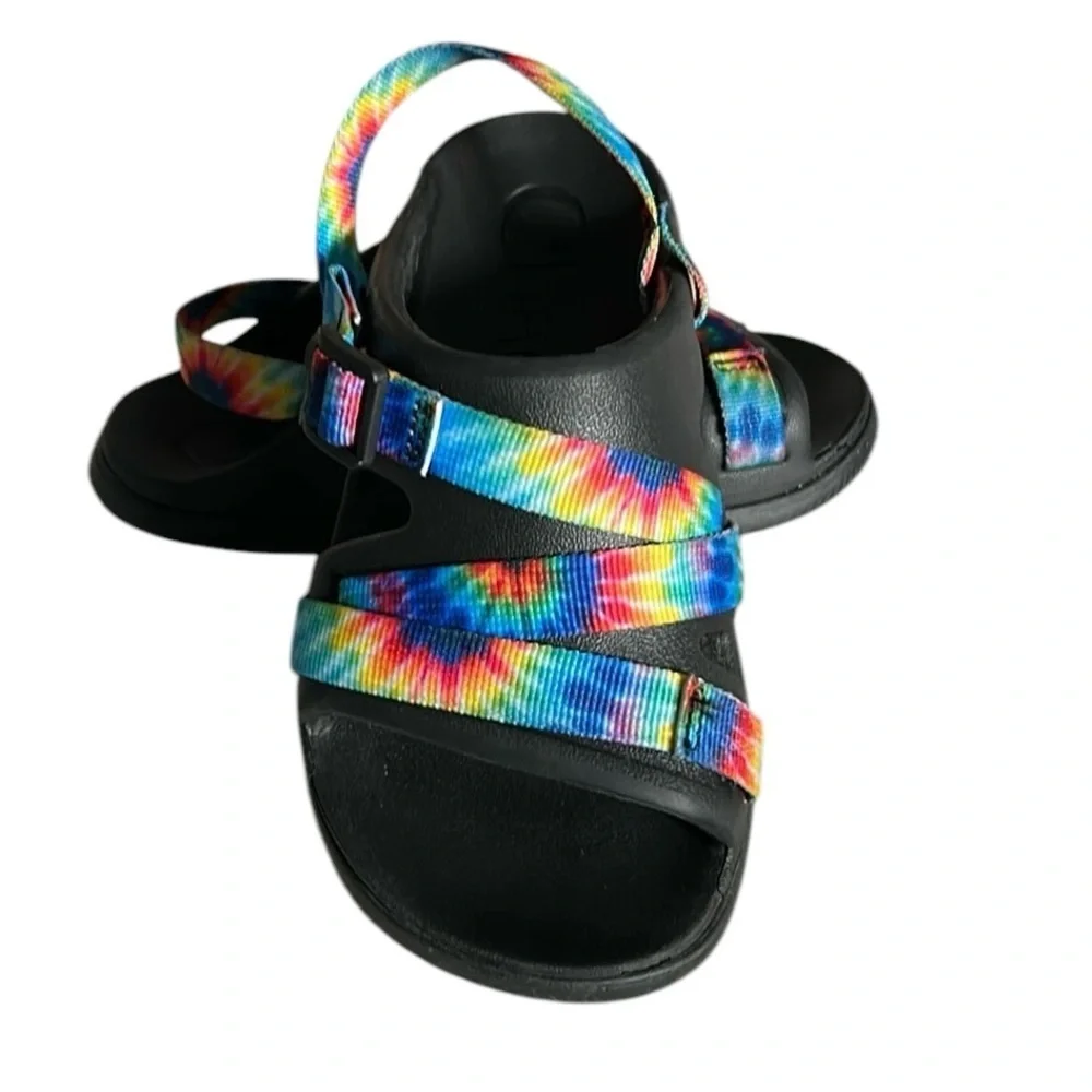 Chaco Chillos Sport Kid's Sandals Black with Tie Dye Unisex Size 1